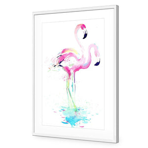Flirty Flamingos | Standard Acrylic | Flat Frame With Border | White