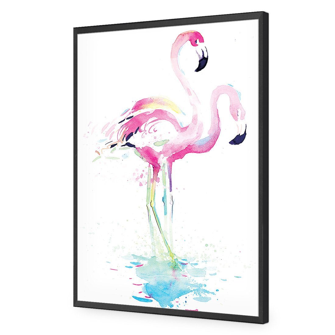 Flirty Flamingos | Standard Acrylic | Flat Frame No Border | Black