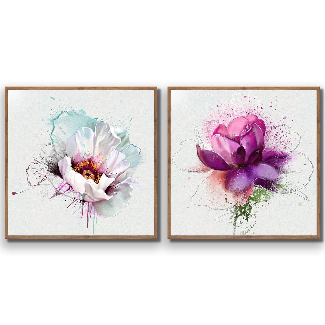 Floral Explosion Perfect Pair - Wall Art Designs - SET2_5031_AS_Q WAD_AP - 030 - EDG_37x37_S - 2538 - NAT