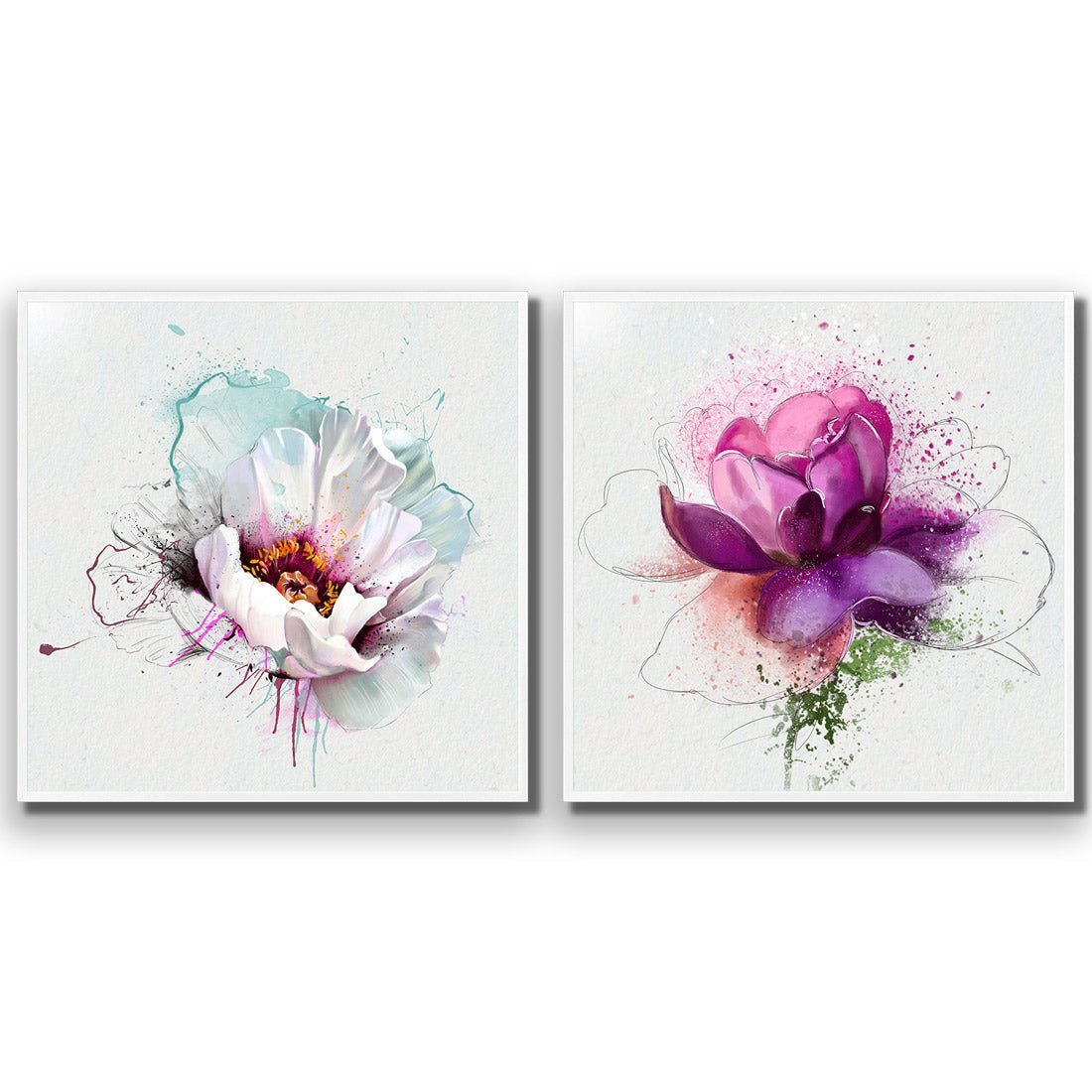 Floral Explosion Perfect Pair - Wall Art Designs - SET2_5031_AS_Q WAD_AP - 030 - EDG_37x37_S - 2538 - WHT