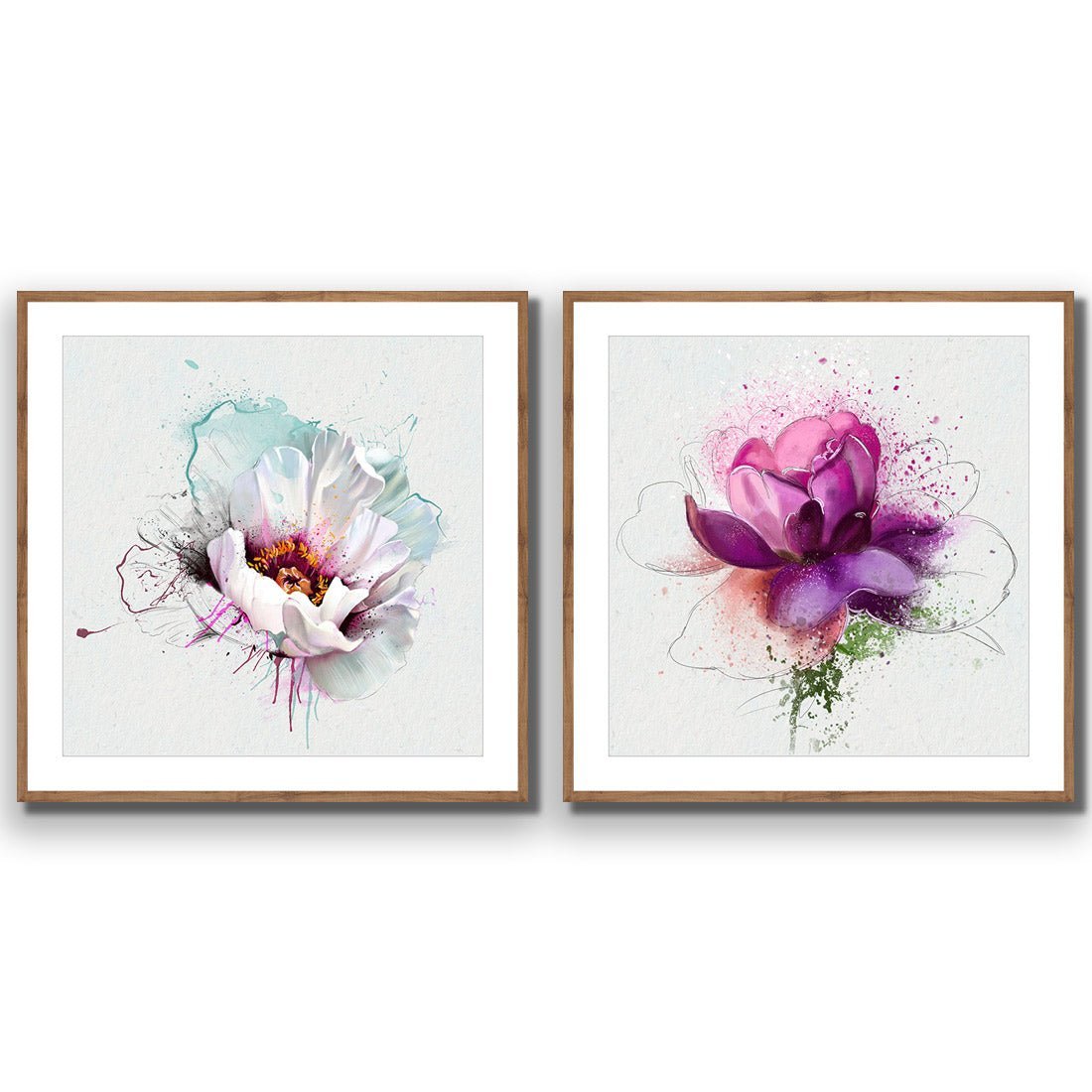 Floral Explosion Perfect Pair - Wall Art Designs - SET2_5031_AS_Q WAD_AP - 030 - MAT_37x37_S - 2538 - NAT