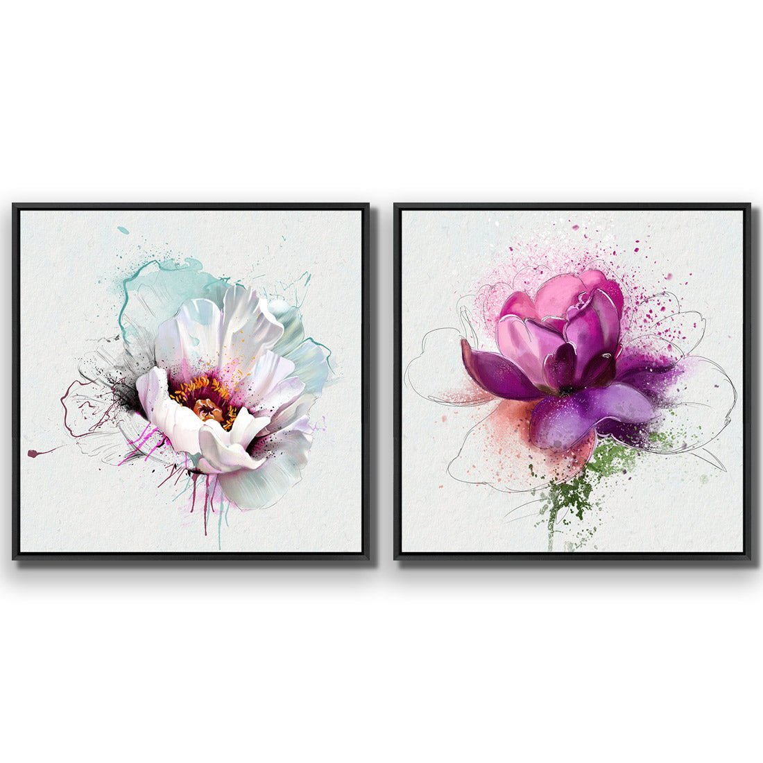 Floral Explosion Perfect Pair - Wall Art Designs - SET2_5031_AS_Q WAD_CP - MPY - 260 - M - S - S_37x37_S - 1550 - BLK