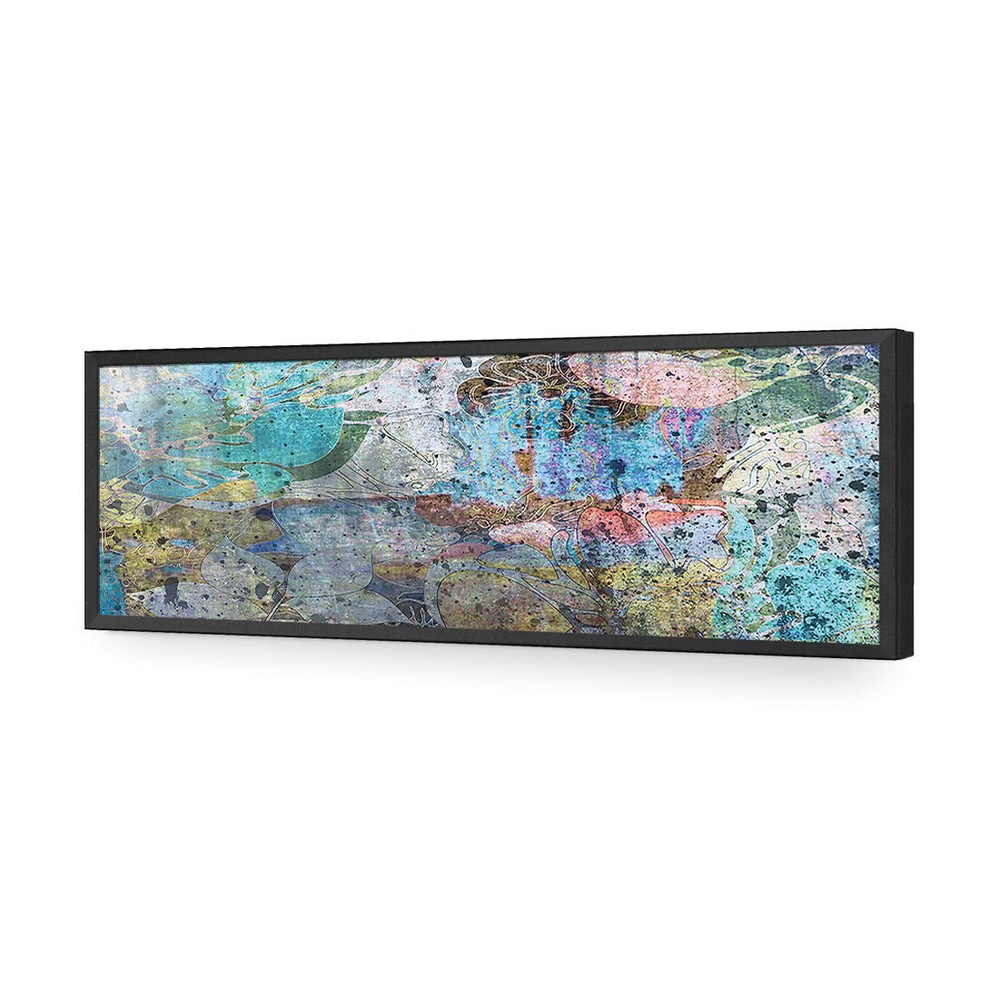 Floral Grunge, Sky Blue (long) - Wall Art Designs - 2391_EL_H WAD_AP - 030 - EDG_90x30_S - 2538 - BLK