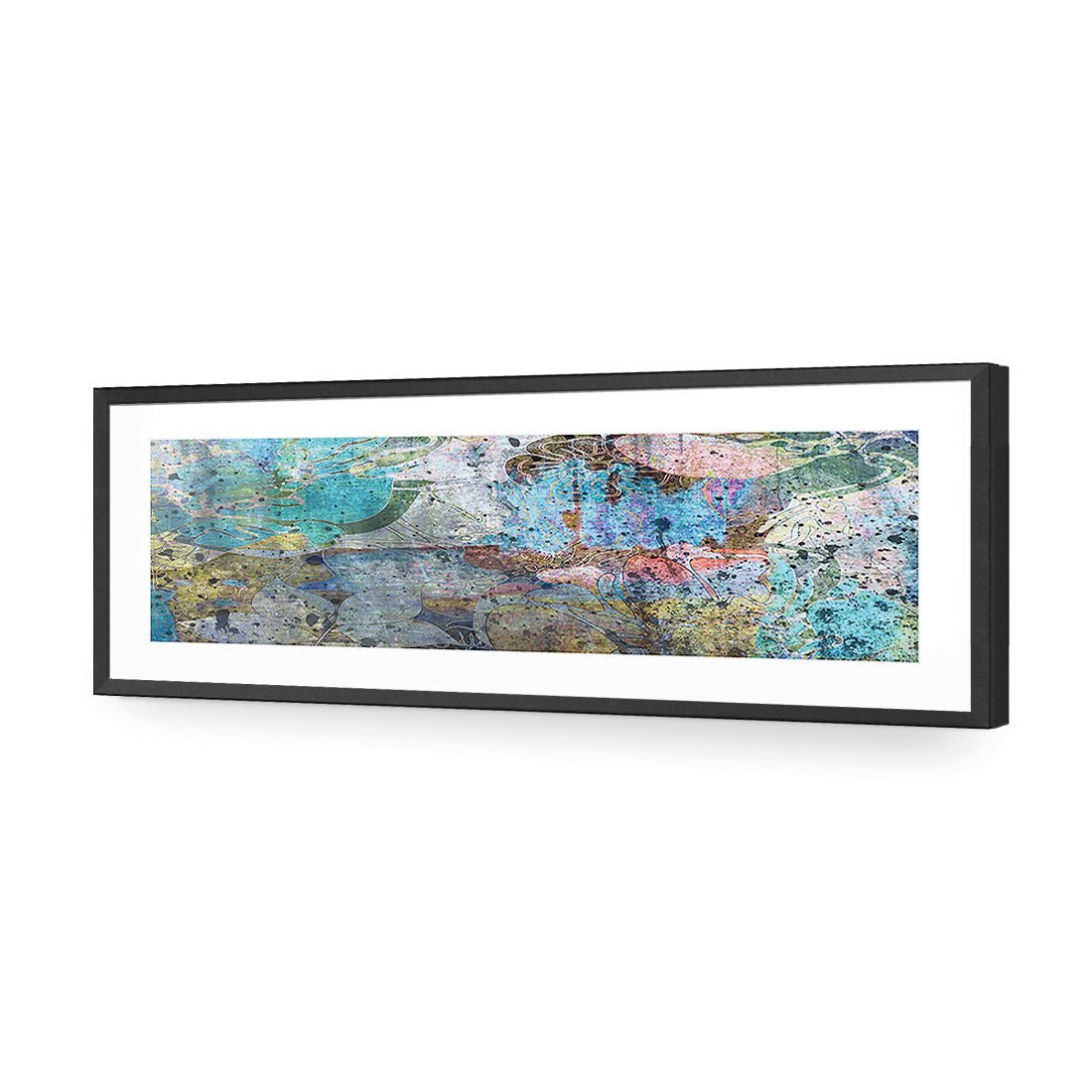 Floral Grunge, Sky Blue (long) - Wall Art Designs - 2391_EL_H WAD_AP - 030 - MAT_90x30_S - 2538 - BLK