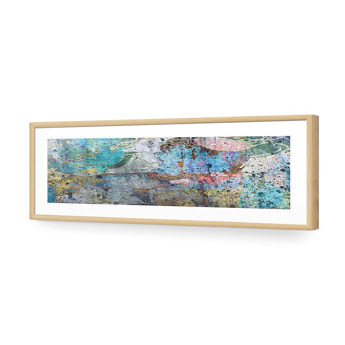 Floral Grunge, Sky Blue (long) - Wall Art Designs - 2391_EL_H WAD_AP - 030 - MAT_90x30_S - 2538 - OAK