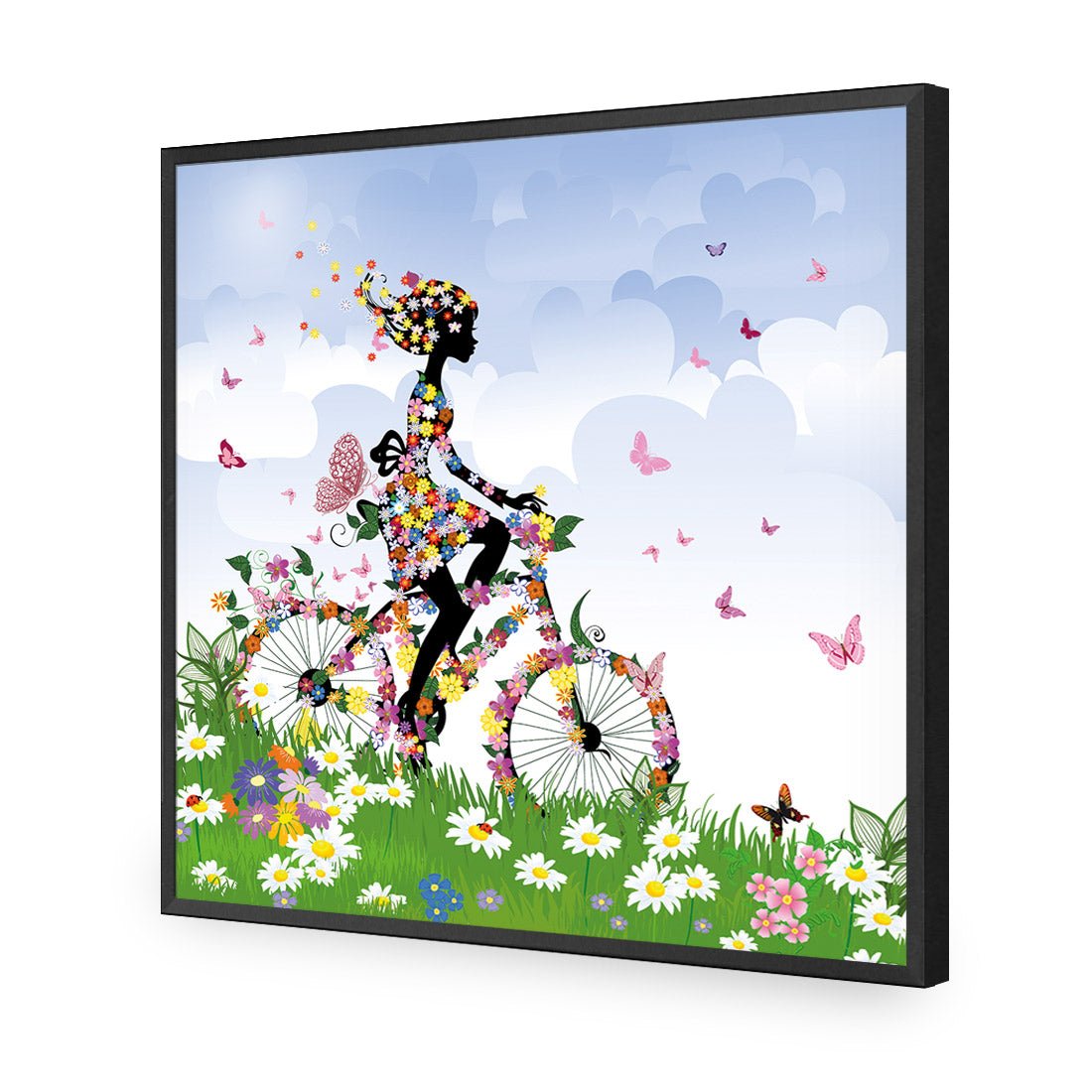 Flower Cycling (square) - Wall Art Designs - 2186_AS_Q WAD_AP - 030 - EDG_37x37_S - 2538 - BLK