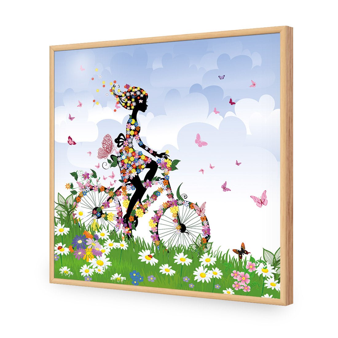 Flower Cycling (square) - Wall Art Designs - 2186_AS_Q WAD_AP - 030 - EDG_37x37_S - 2538 - OAK