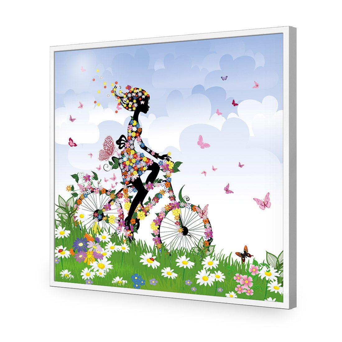 Flower Cycling (square) - Wall Art Designs - 2186_AS_Q WAD_AP - 030 - EDG_37x37_S - 2538 - WHT