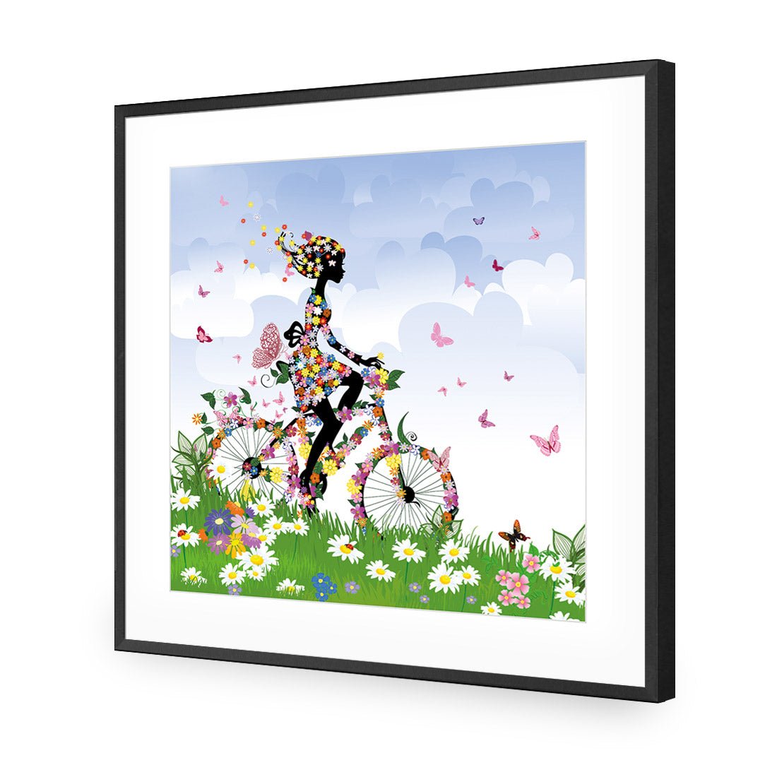 Flower Cycling (square) - Wall Art Designs - 2186_AS_Q WAD_AP - 030 - MAT_37x37_S - 2538 - BLK