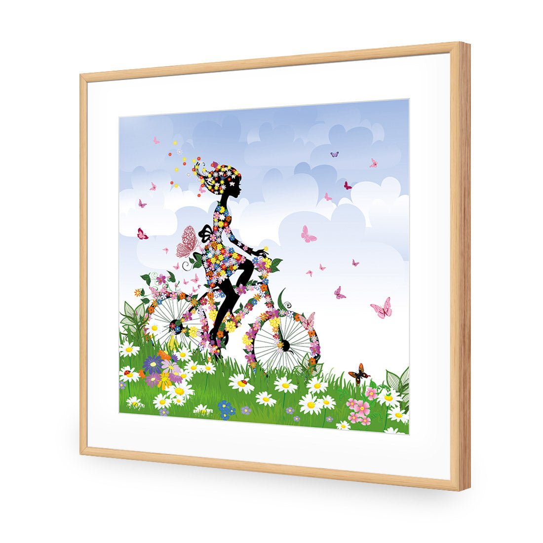 Flower Cycling (square) - Wall Art Designs - 2186_AS_Q WAD_AP - 030 - MAT_37x37_S - 2538 - OAK