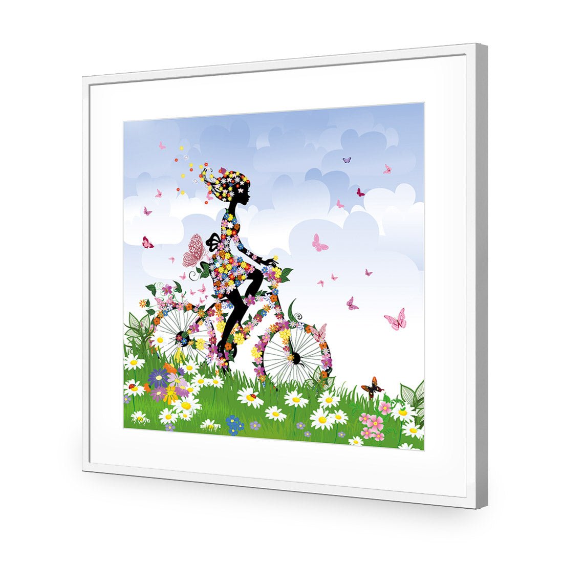 Flower Cycling (square) - Wall Art Designs - 2186_AS_Q WAD_AP - 030 - MAT_37x37_S - 2538 - WHT