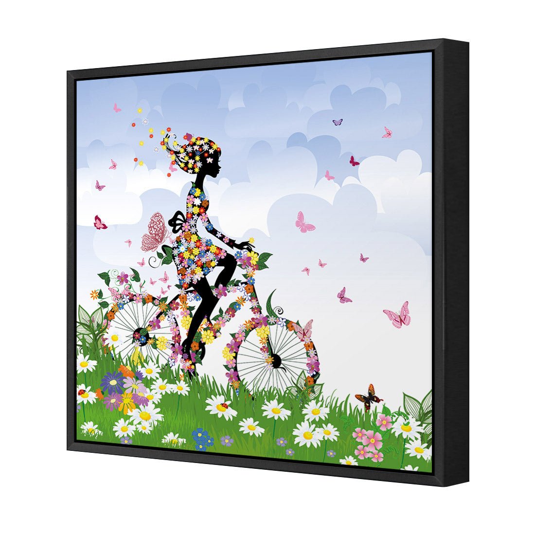 Flower Cycling (square) - Wall Art Designs - 2186_AS_Q WAD_CP - MPY - 260 - M - S - S_37x37_S - 1550 - BLK