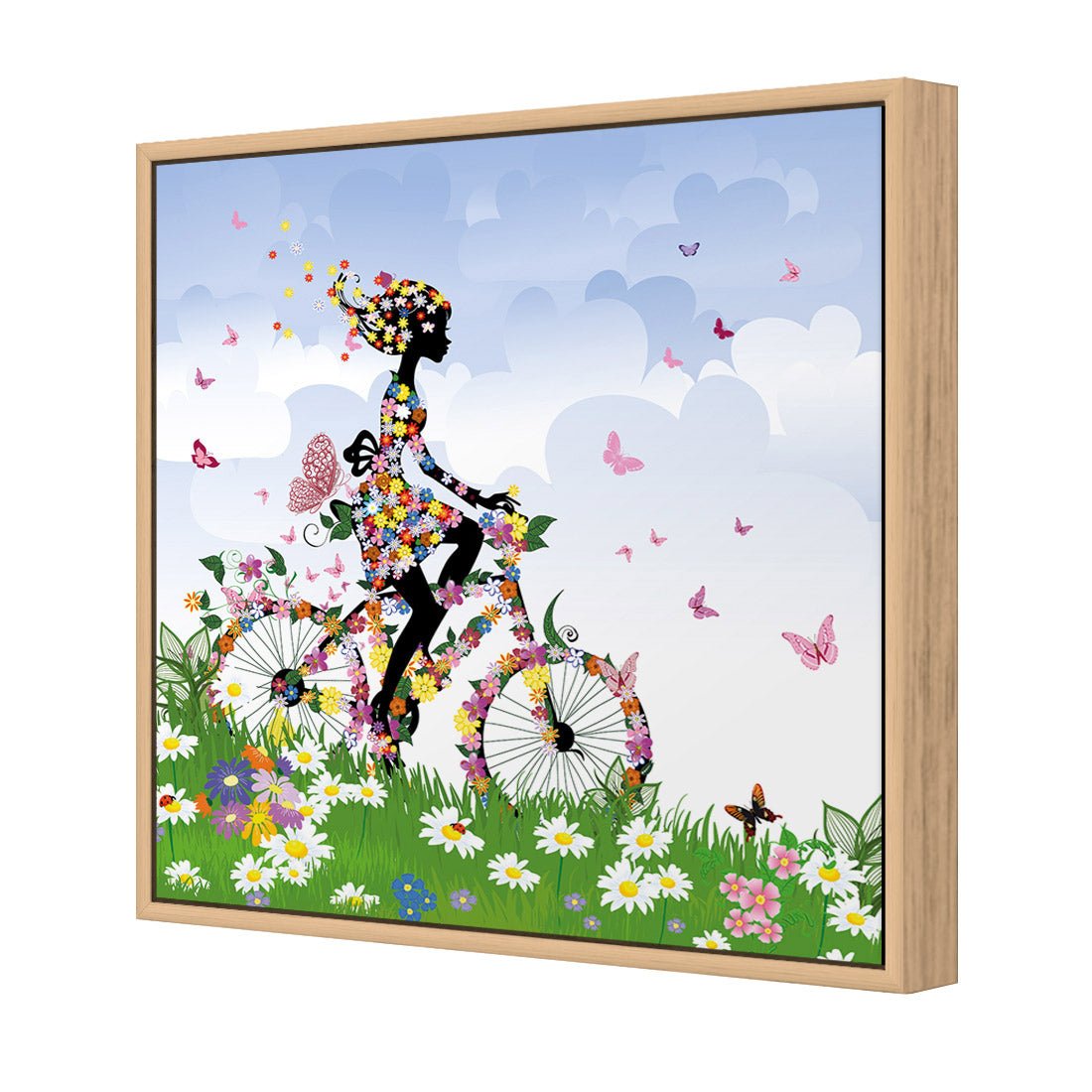 Flower Cycling (square) - Wall Art Designs - 2186_AS_Q WAD_CP - MPY - 260 - M - S - S_37x37_S - 1550 - OAK