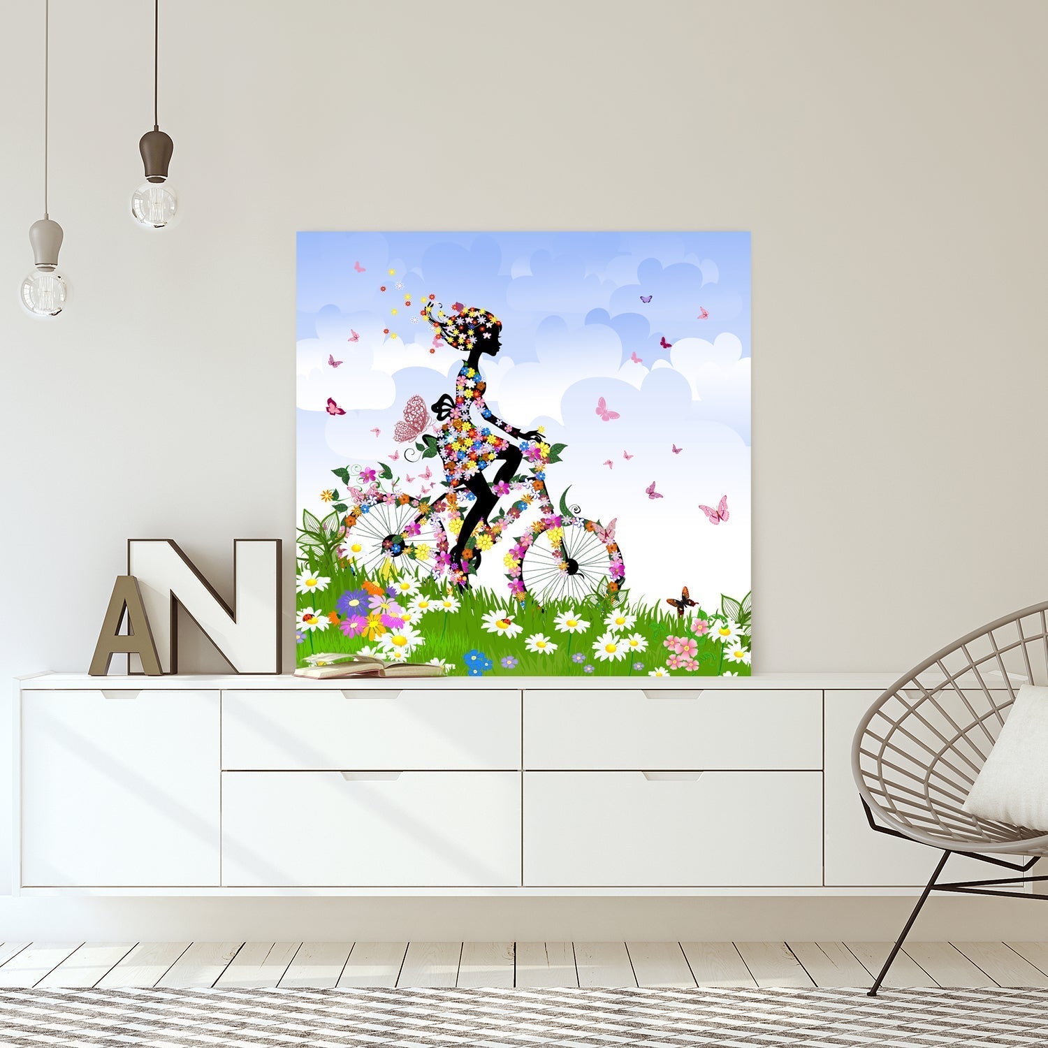 Flower Cycling (square) - Wall Art Designs - 2186_AS_Q WAD_CP - MPY - 260 - M - S - S_37x37_NONE