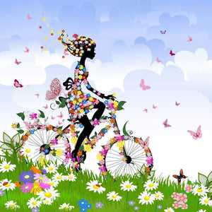 Flower Cycling (square) - Wall Art Designs - 2186_AS_Q WAD_CP - MPY - 260 - M - S - S_37x37_NONE