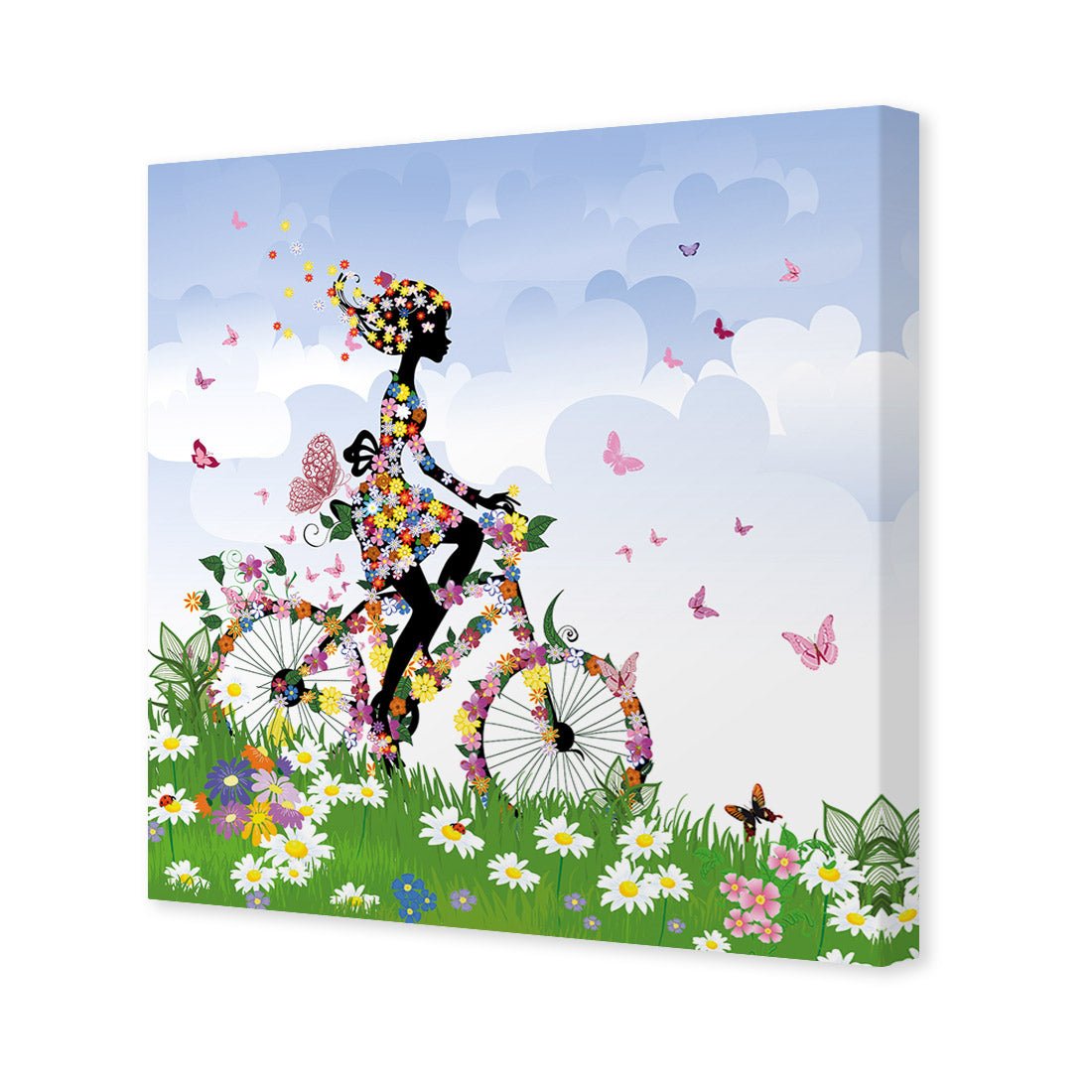 Flower Cycling (square) - Wall Art Designs - 2186_AS_Q WAD_CP - MPY - 260 - M - S - S_37x37_NONE