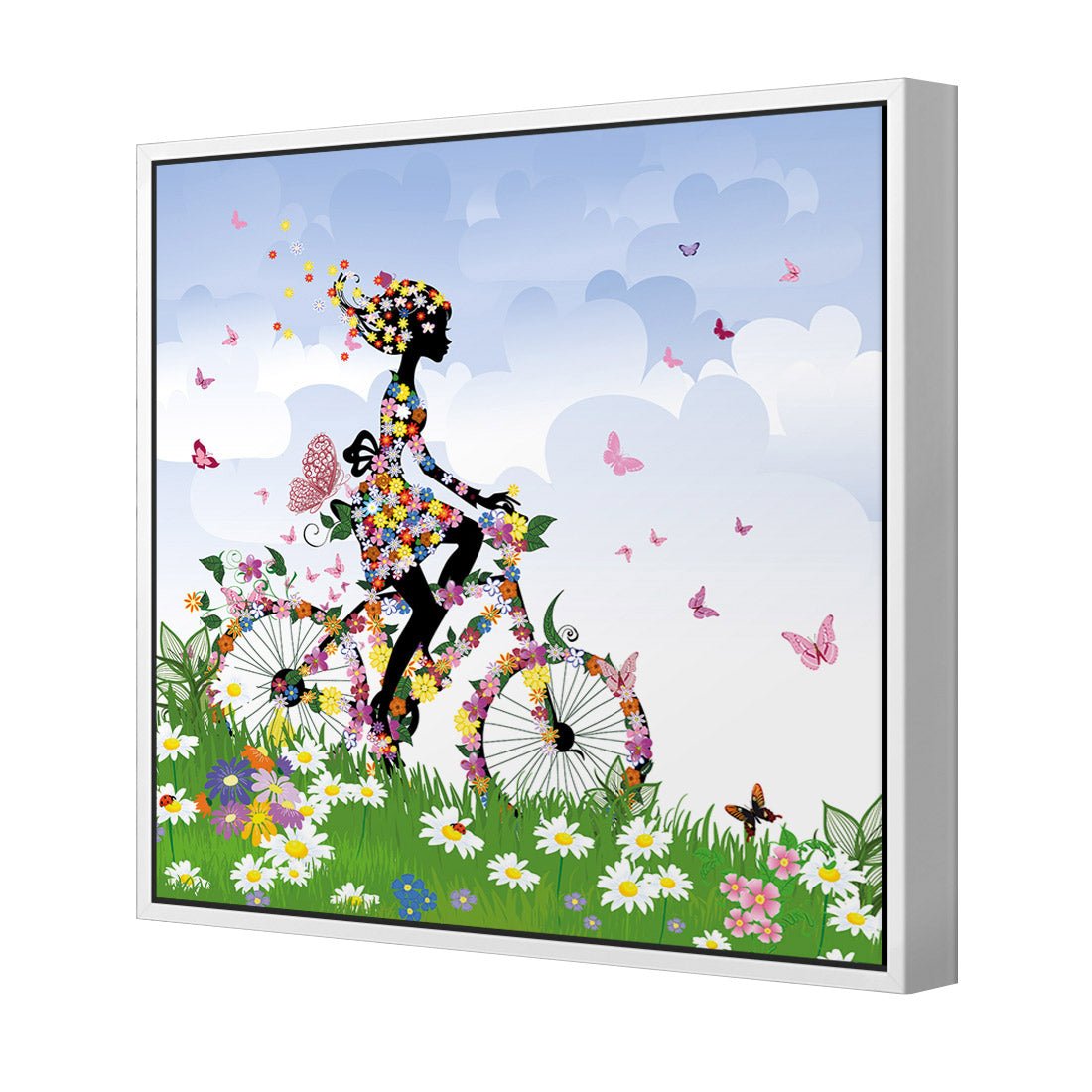 Flower Cycling (square) - Wall Art Designs - 2186_AS_Q WAD_CP - MPY - 260 - M - S - S_37x37_S - 1550 - WHT