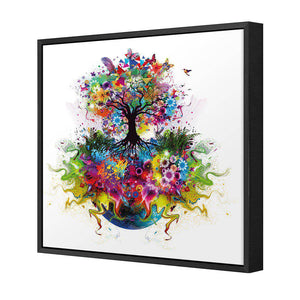 Flower Power, Square | Standard Canvas | Floating Frame | Black