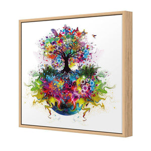 Flower Power, Square | Standard Canvas | Floating Frame | Oak