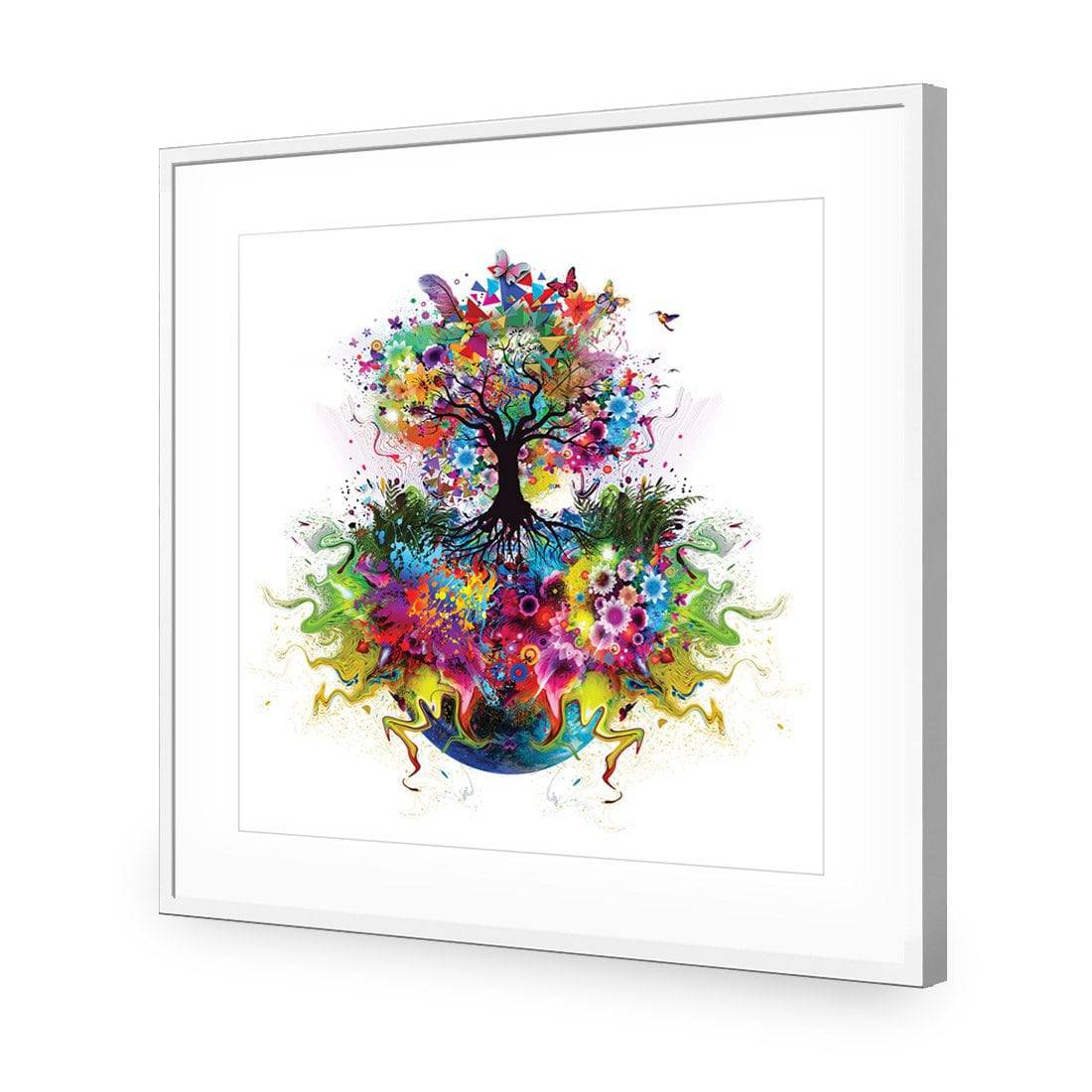 Flower Power, Square | Standard Acrylic | Flat Frame With Border | White