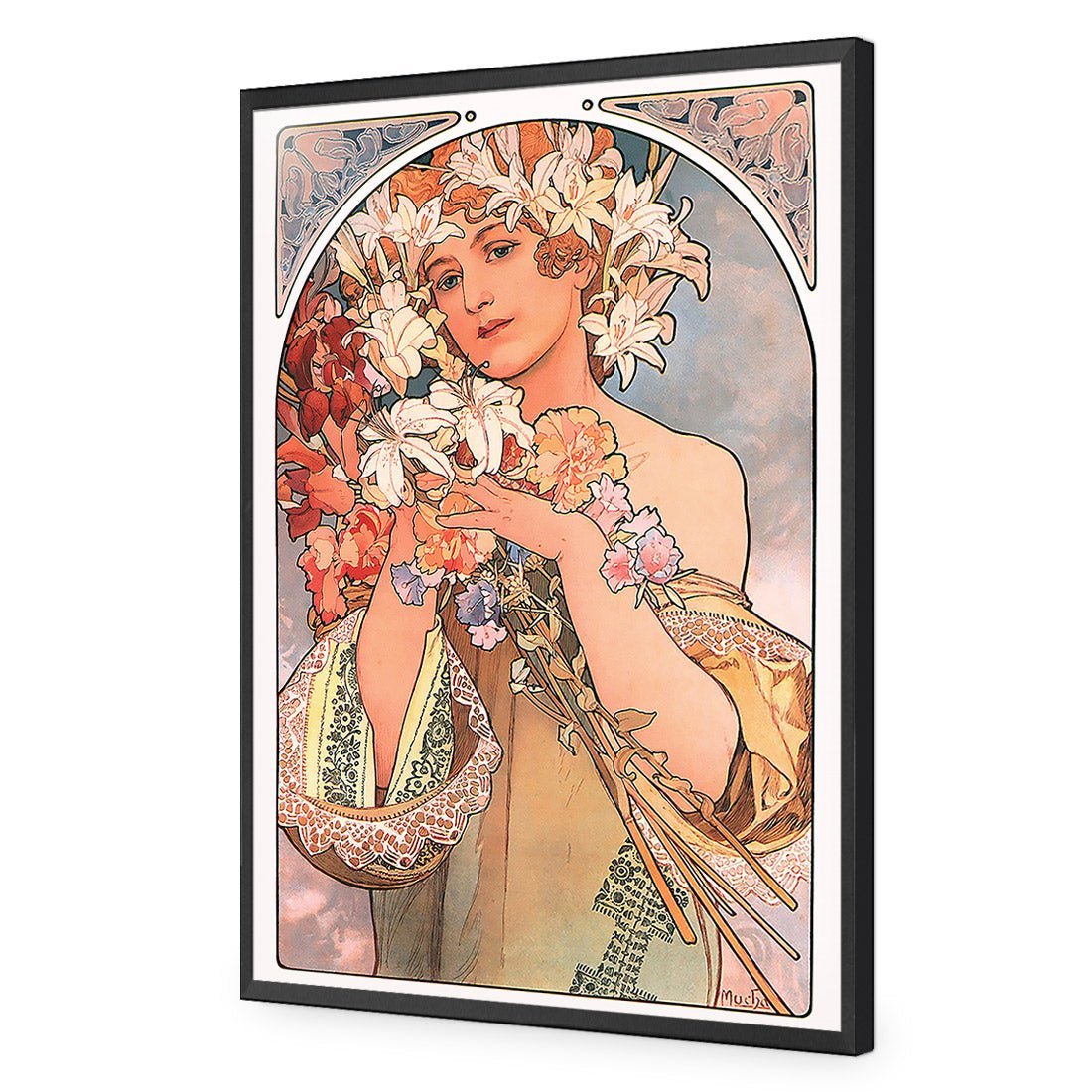 Flowers By Alphonse Mucha - Wall Art Designs - 975_AR_V WAD_AP - 030 - EDG_45x30_S - 2538 - BLK