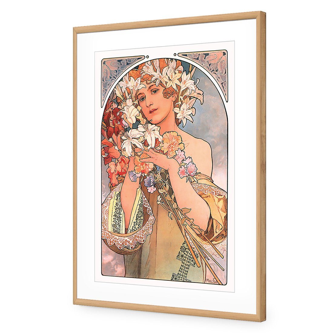 Flowers By Alphonse Mucha - Wall Art Designs - 975_AR_V WAD_AP - 030 - MAT_45x30_S - 2538 - OAK