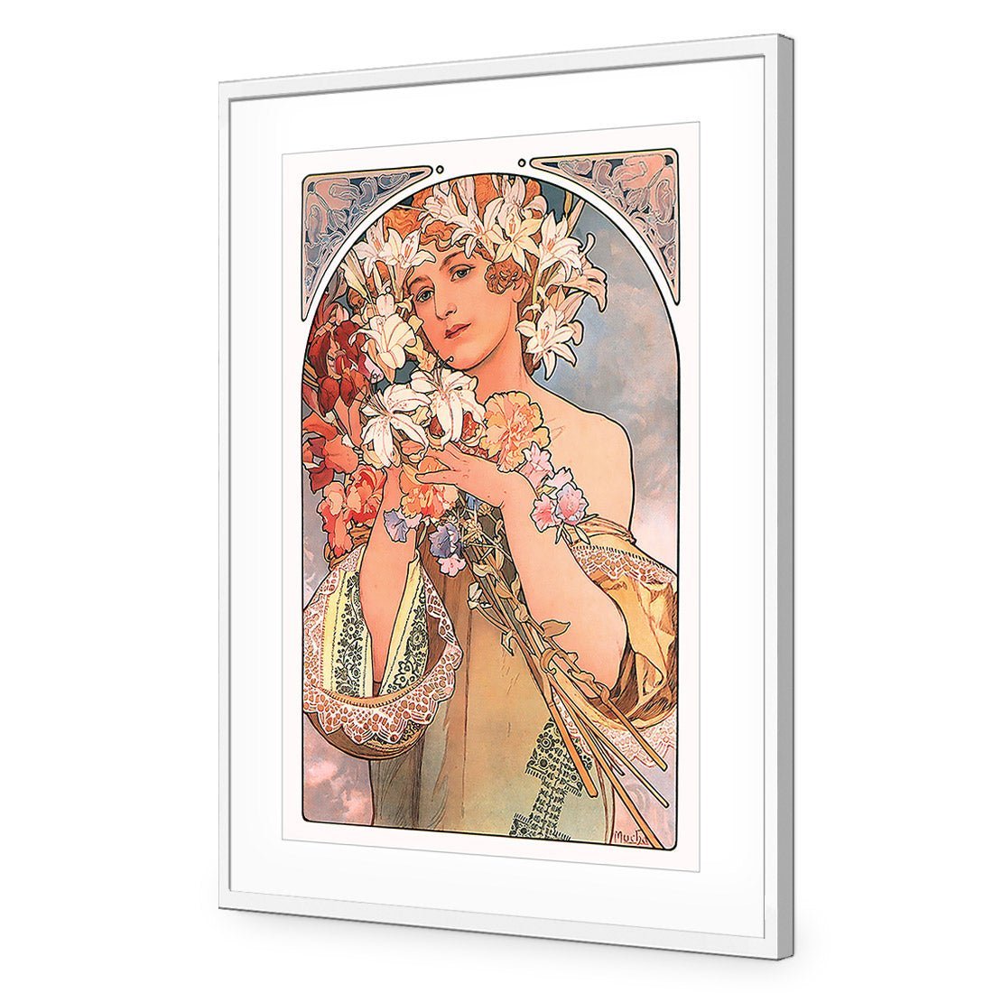 Flowers By Alphonse Mucha - Wall Art Designs - 975_AR_V WAD_AP - 030 - MAT_45x30_S - 2538 - WHT