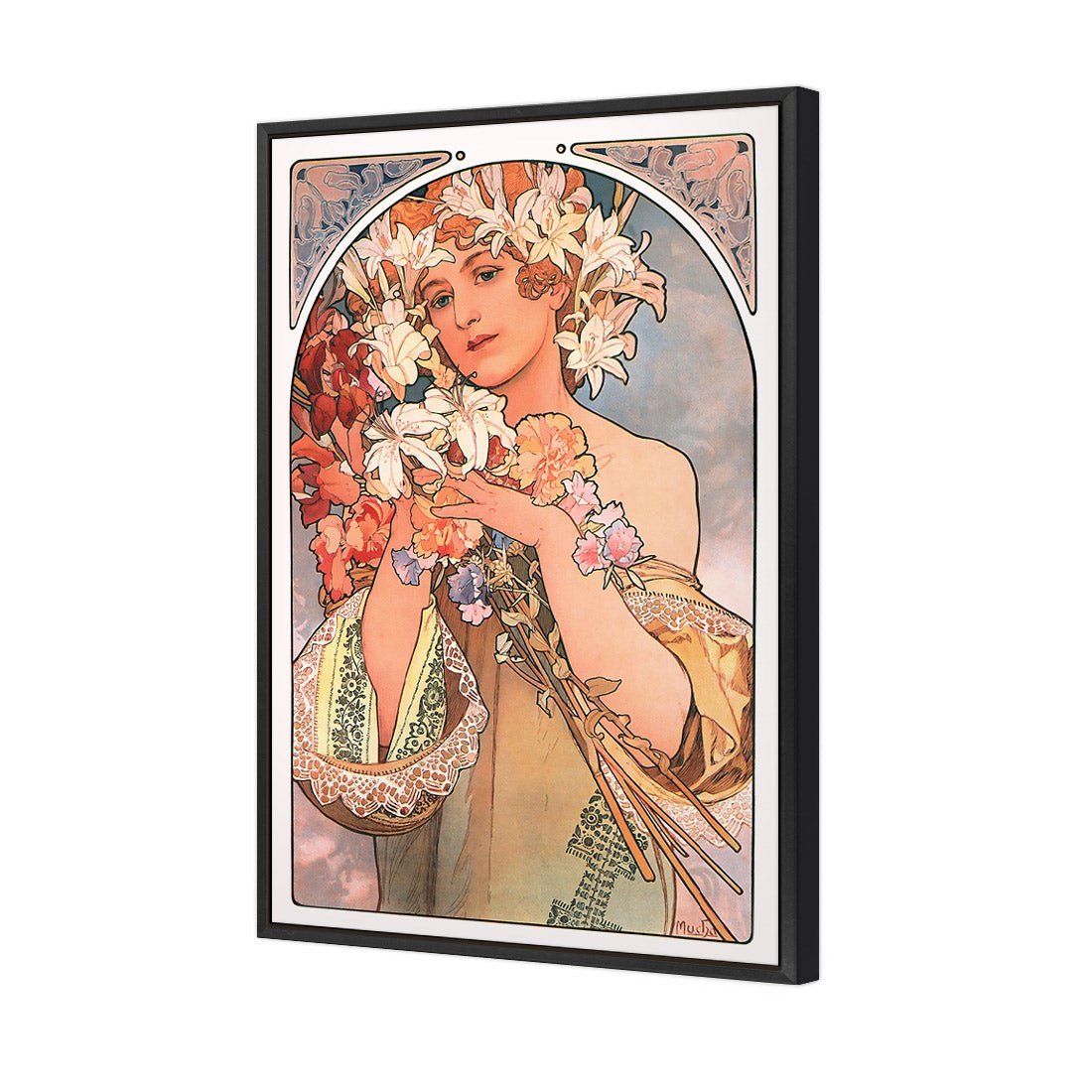 Flowers By Alphonse Mucha - Wall Art Designs - 975_AR_V WAD_CP - MPY - 260 - BFFFFFF - S - S_45x30_S - 1550 - BLK