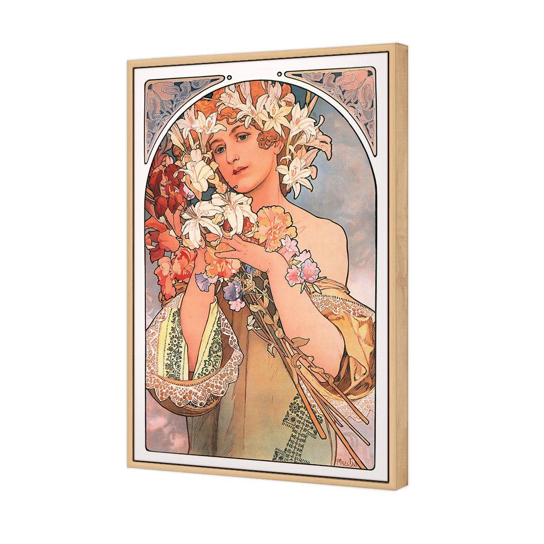 Flowers By Alphonse Mucha - Wall Art Designs - 975_AR_V WAD_CP - MPY - 260 - BFFFFFF - S - S_45x30_S - 1550 - OAK