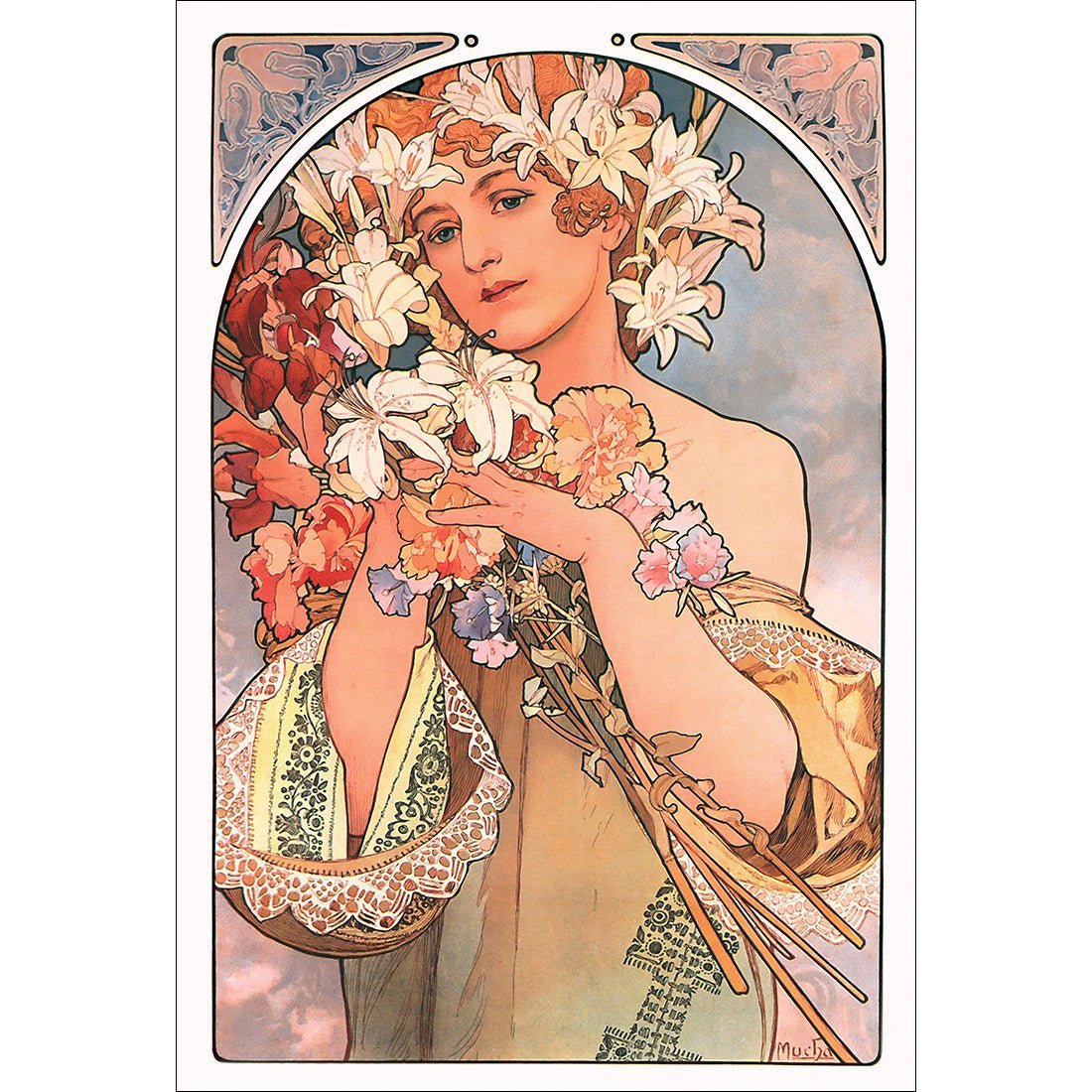 Flowers By Alphonse Mucha - Wall Art Designs - 975_AR_V WAD_CP - MPY - 260 - BFFFFFF - S - S_45x30_NONE