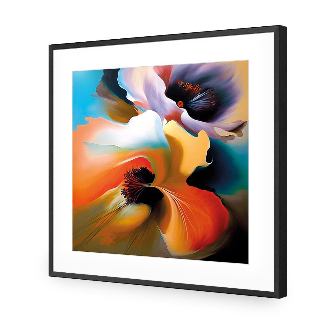 Flowing Flowers I - Wall Art Designs - WB_100799_AS_Q CAF_AP - 030 - MAT_37x37_S - 2538 - BLK