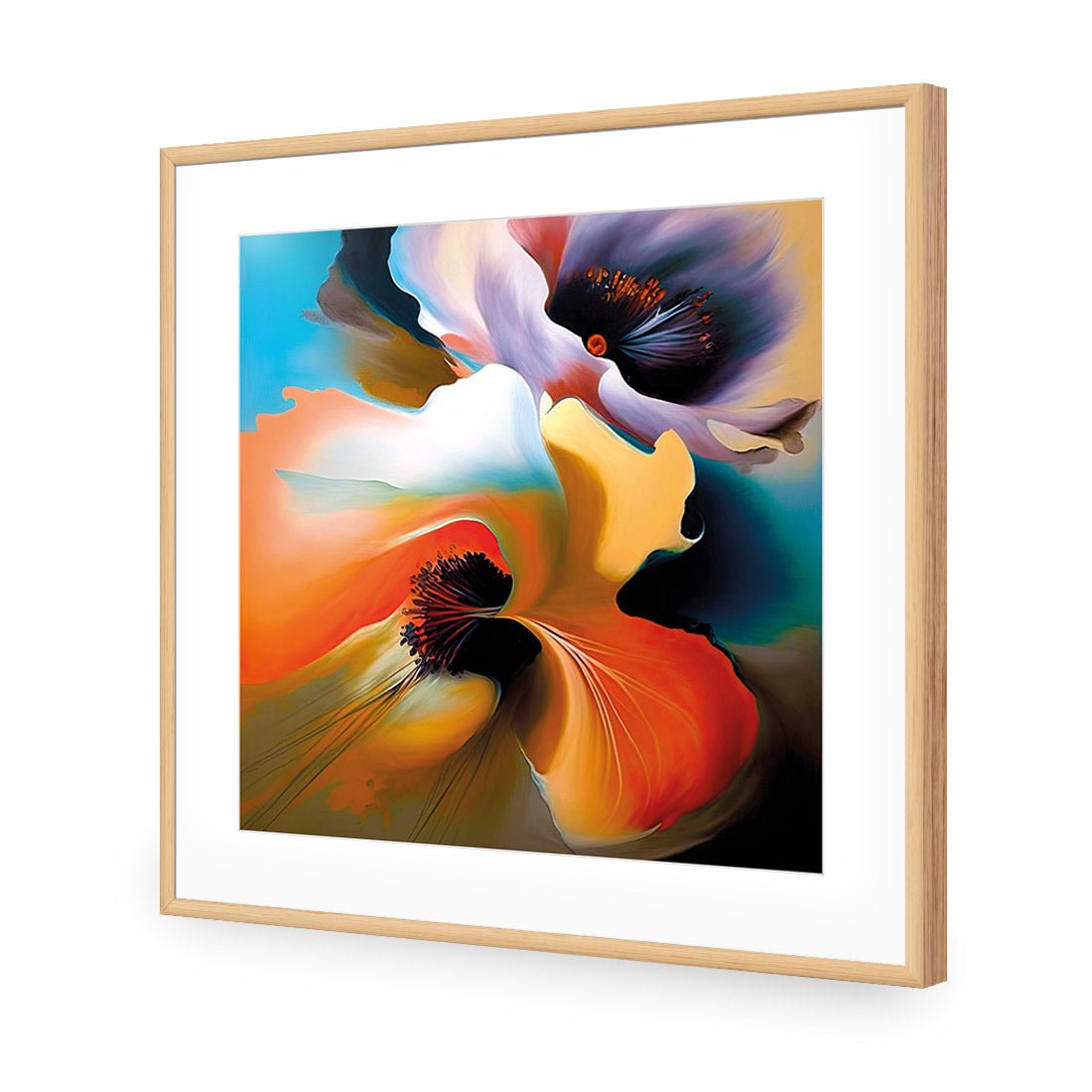 Flowing Flowers I - Wall Art Designs - WB_100799_AS_Q CAF_AP - 030 - MAT_37x37_S - 2538 - OAK