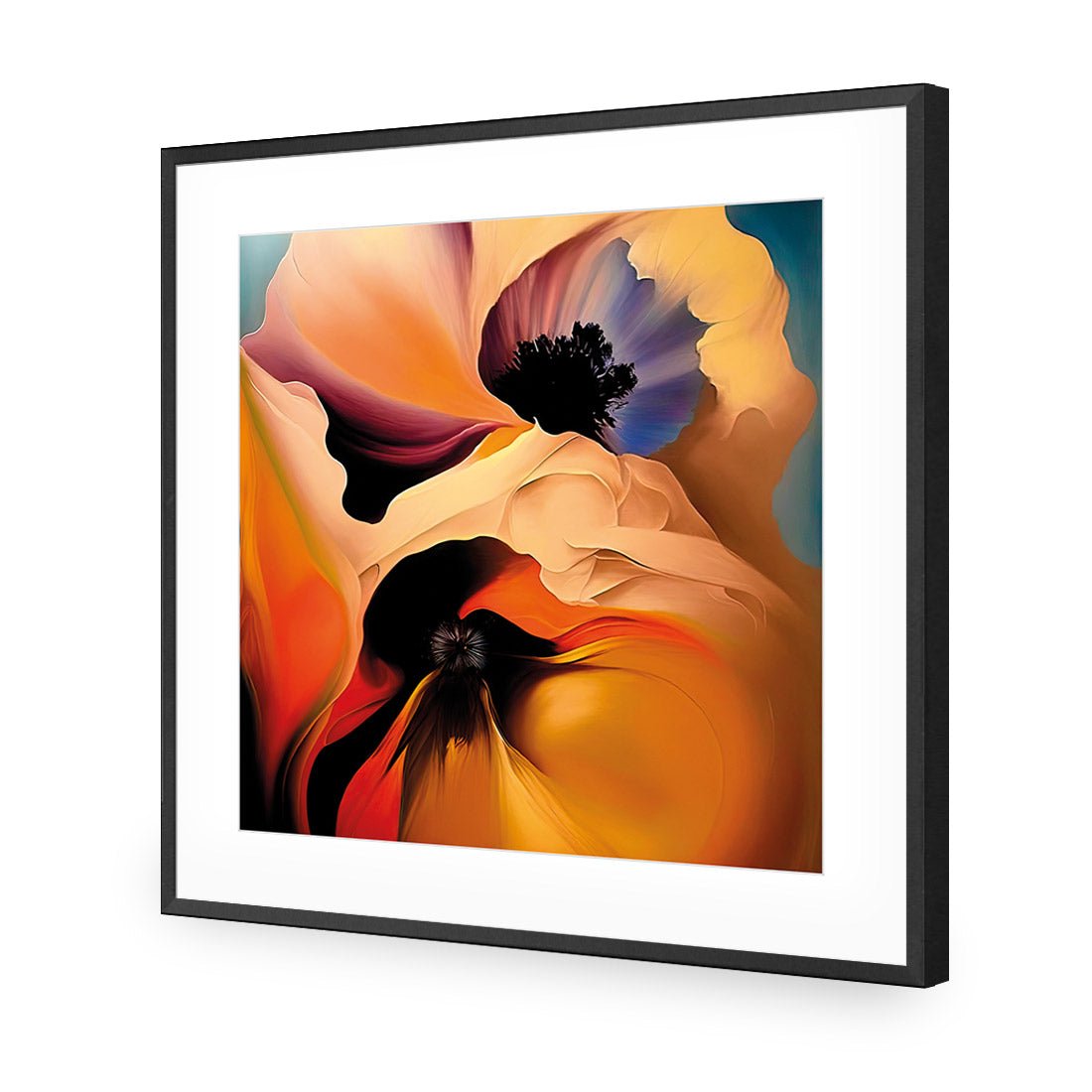 Flowing Flowers II - Wall Art Designs - WB_100801_AS_Q CAF_AP - 030 - MAT_37x37_S - 2538 - BLK