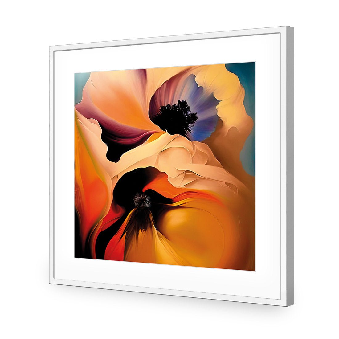 Flowing Flowers II - Wall Art Designs - WB_100801_AS_Q CAF_AP - 030 - MAT_37x37_S - 2538 - WHT