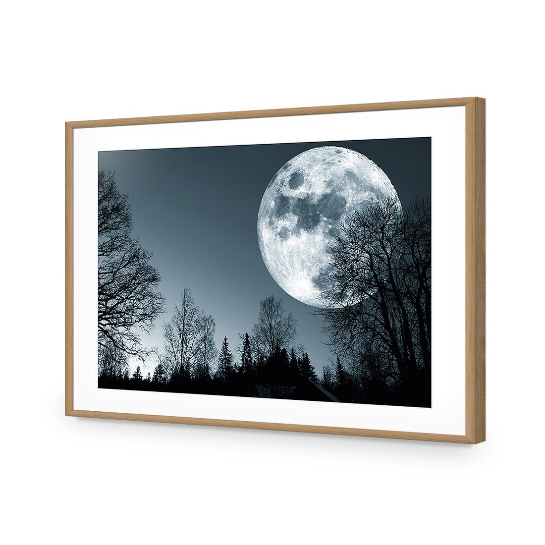 Forest Moon | Standard Acrylic | Flat Frame With Border | Oak