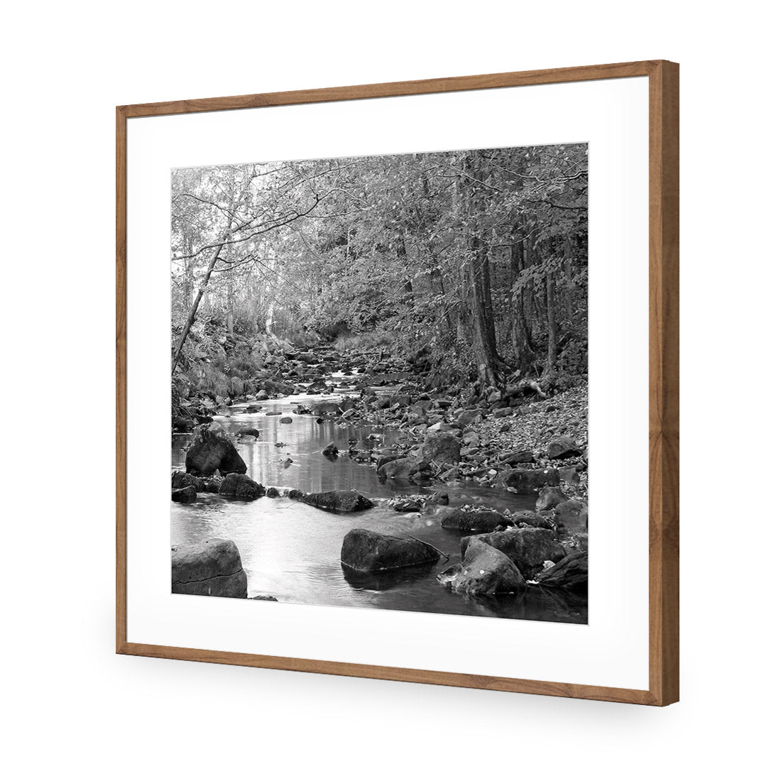 Forest Stream, Black and White (Square) - Wall Art Designs - 1234_BS_Q WAD_AP - 030 - MAT_37x37_S - 2538 - NAT