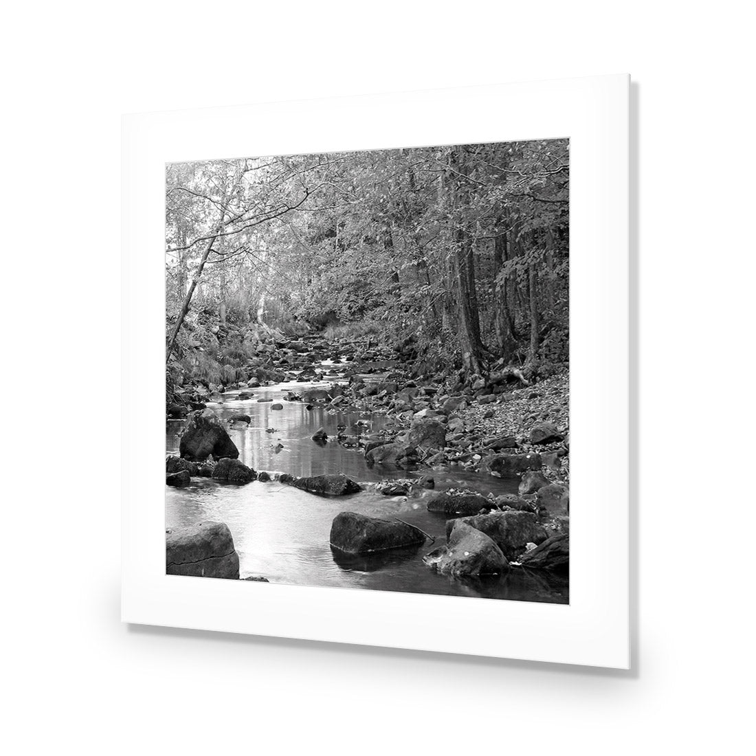 Forest Stream, Black and White (Square) - Wall Art Designs - 1234_BS_Q WAD_AP - 030 - MAT_37x37_NONE