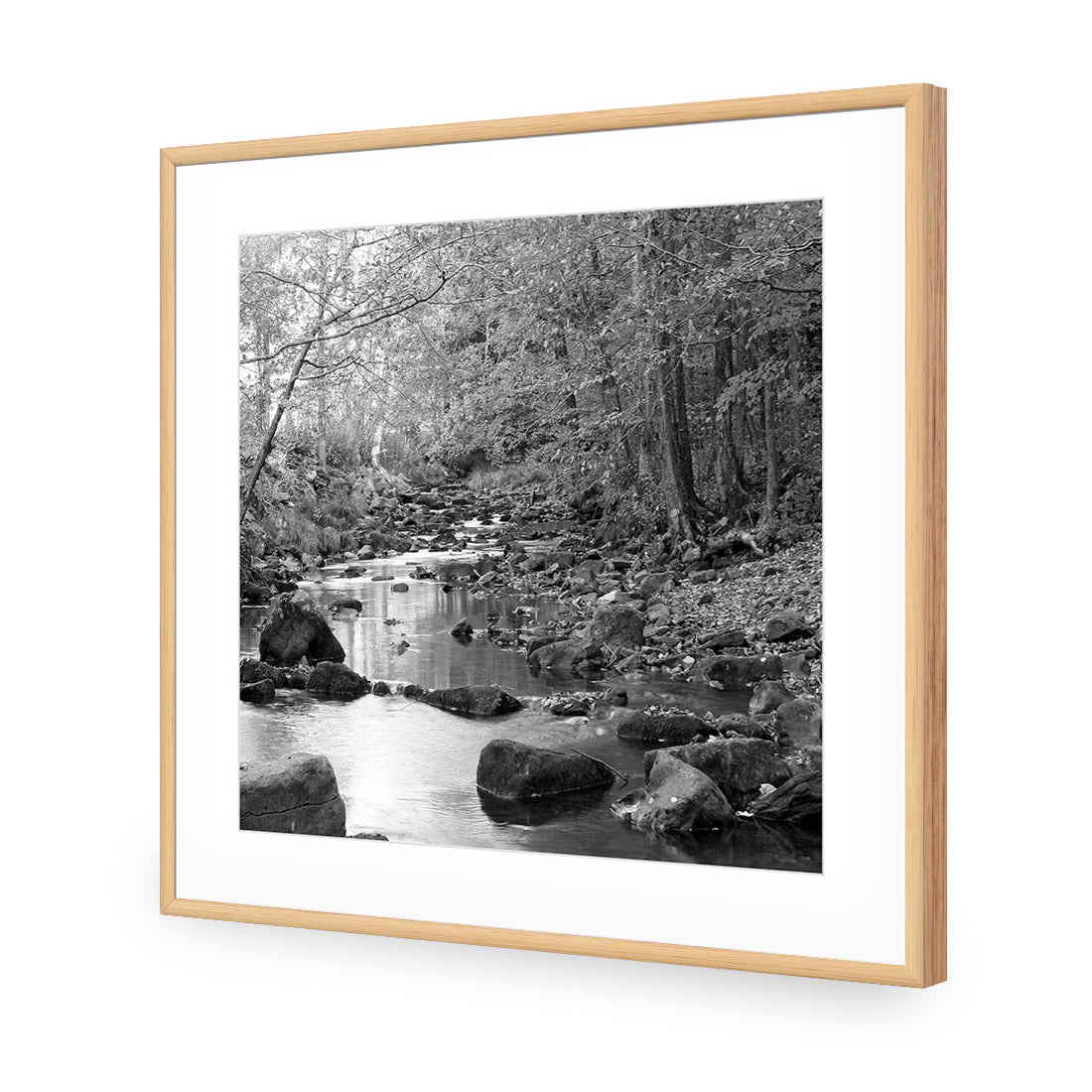 Forest Stream, Black and White (Square) - Wall Art Designs - 1234_BS_Q WAD_AP - 030 - MAT_37x37_S - 2538 - OAK