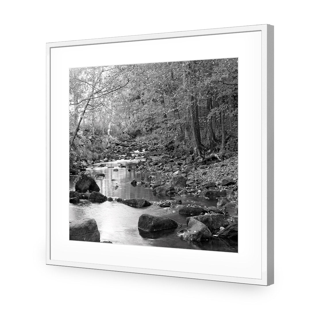 Forest Stream, Black and White (Square) - Wall Art Designs - 1234_BS_Q WAD_AP - 030 - MAT_37x37_S - 2538 - WHT