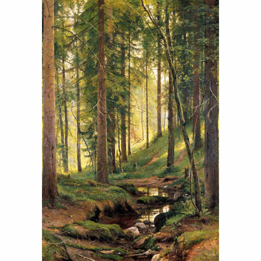 Forest Stream by Ivan Shishkin Canvas Art - Wall Art Designs - 1331_AR_V WAD_CP - MPY - 260 - M - S - S_45x30_NONE_ART