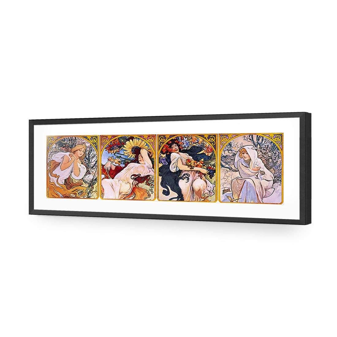 Four Seasons By Alphonse Mucha - Wall Art Designs - 1029_AL_H CAF_AP - 030 - MAT_90x30_S - 2538 - BLK_ART