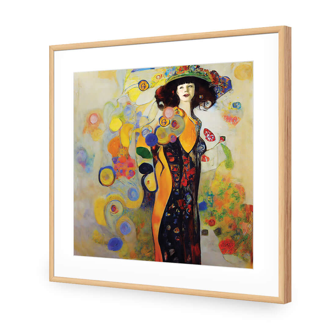 Full Bloom | Classic Acrylic | Flat Frame With Border | Oak