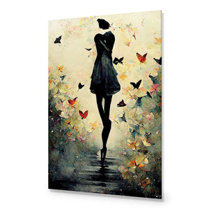 Girl with Butterflies I | Classic Acrylic | No Frame No Border