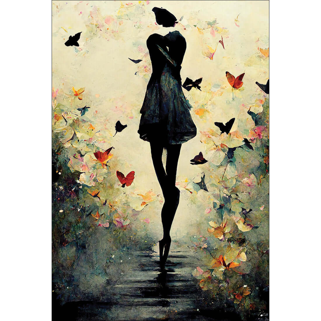 Girl with Butterflies I | Classic Canvas | No Frame | Stretched Canvas