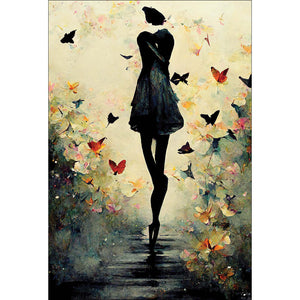 Girl with Butterflies I | Classic Canvas | No Frame | Stretched Canvas