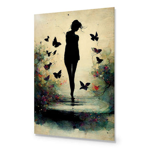 Girl with Butterflies II | Classic Acrylic | No Frame No Border