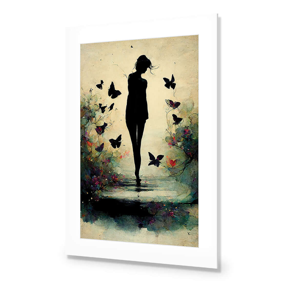 Girl with Butterflies II | Classic Acrylic | No Frame With Border