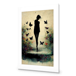 Girl with Butterflies II | Classic Acrylic | No Frame With Border