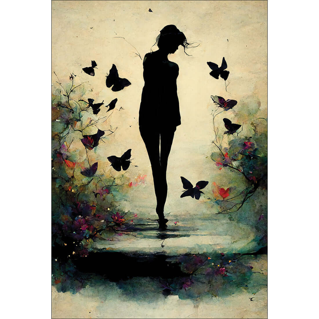 Girl with Butterflies II - Wall Art Designs - WH_1054_AR_V WAD_CP - MPY - 260 - M - S - S_45x30_NONE