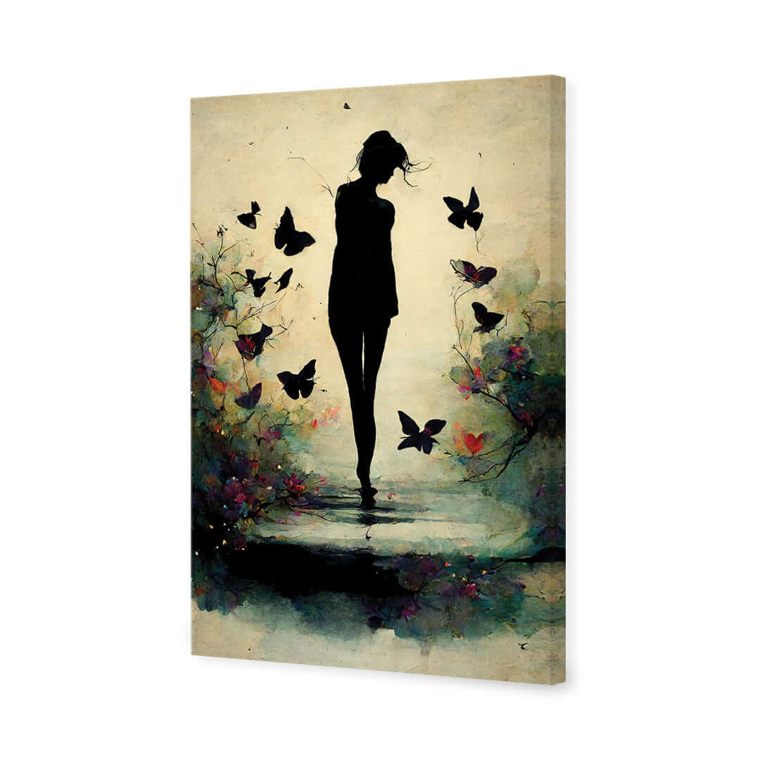 Girl with Butterflies II | Classic Canvas | No Frame | Stretched Canvas